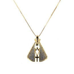 Pendant Necklaces Trendy Fashion Religious Style Gold Chain Necklace Vintage Virgin Mary For Women Short Zircon