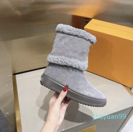 New Ladies Autumn Winter Snow Boots Hemp Rope Soles Preschooled Embroidered Lamb Feather Ankle Boots Flat Cotton Boots