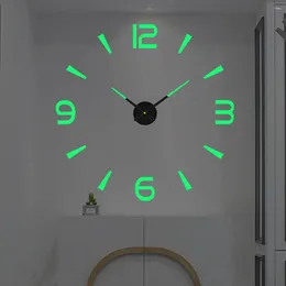 Wall Clocks 40cm Clock Sticker Watch DIY Frameless Mirror Stickers Quartz Duvar Saat Klock Modern Mute Reloj De Pared