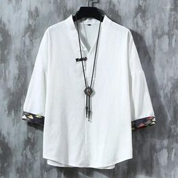 Men's T Shirts Hanbok Oriental Style Elegant Print Retro T-shirt Shirt Chinese Store Kimono Zen Linen Plus Size Clothing