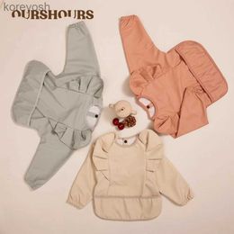 Bibs Burp Cloths Waterproof Baby Feeding Bibs Angel Wings Baby Stuff Kids Long Sleeve Art Smock Anti-dirty Dinning Apron with Pocket for NewbornL231125