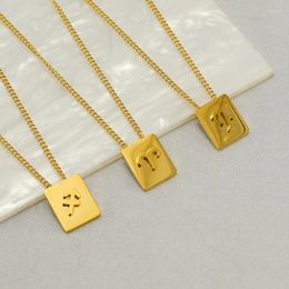 Chains Trend Designer Classic The Zodiac Pendant Square 18K Gold Plated Necklace Woman Luxury Jewellery Star Accessories