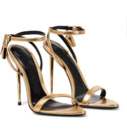 High-Heeled Sandals Women's heel Shoes Metal Padlock Narrow Word Band naked Leather Luxury Designer Originals High quality shoes
