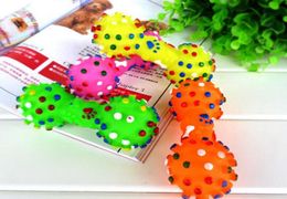 Fashion Dog Toys Colorful Dotted Dumbbell Shaped Dog Toys Squeeze Squeaky Faux Bone Pet Chew Toys For Dogs7189695