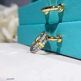 Tiffniylise Band Rings Luxury Designer Women Crossover Silver with Diamond Gift Fashion Rose Classic Jewellery Box
