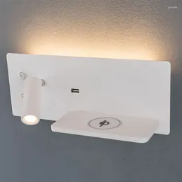 Wall Lamp USB Charge Modern Wireless Charging Light Sconces Nordic Indoor Lighting Home Decor Livingroom Bedroom Bedside
