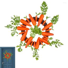 Decorative Flowers Thanksgiving Day Door Wreath 17.7inch Carrot Harvest For Front Artificial Fall Decorations Autumn