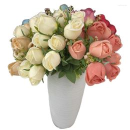 Decorative Flowers ONE Faux Rosebud (10 Heads/Bunch) 13" Length Simulation Autumn Rosa Plastic Accessories For Wedding Centerpieces