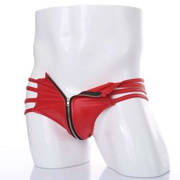 Sexy Underwear Zipper Open Thong Men's Seat Belt BDSM Sissy Clothing Low Rise Thin Line Panties Men Gay