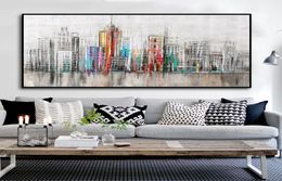 Abstract Art City Skyline Canvas Painting Printed On Canvas Wall Art For Living Room Modular Building Pictures5890911