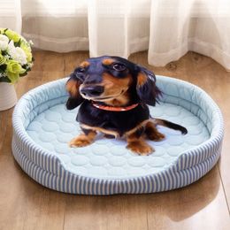 kennels pens Pet Accessories Bed Summer Home Solid Colour Cute Cat and Dog Kennel Ice Silk Mat Cool Comfort Four Seasons 231124