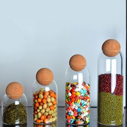 Storage Bottles Ball Cork Glass Jar Transparent Lead-free Tea Nuts Cereals Coffee Tank Sealed Kitchen Containers