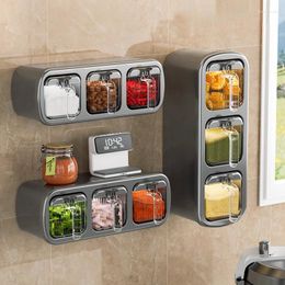 Storage Bottles Kitchen Seasoning Shelf Punch-free Hanging Multi-functional Condiment Racks Large Capacity Organiser