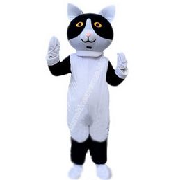 Adult size Black White Cat Mascot Costume Top Cartoon Anime theme character Carnival Unisex Adults Size Christmas Birthday Party Outdoor Outfit Suit