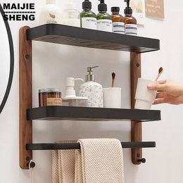 Bathroom Shelves Square Shelves Bathroom Items Storage Rack Single/Double Wall Mounted Kitchen Storage Rack Wood/Aluminum Bathroom Accessories 231124