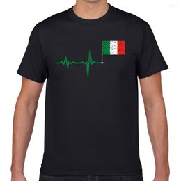 Men's T Shirts Tops Shirt Men Heartbeat Italy Flag Casual Black Geek Custom Male Tshirt XXXL