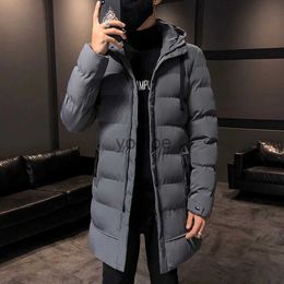 Men's Down Parkas Men Outdoor Casual Fashion Solid Color Slim Hooded Zip Long Thick Warm Coat Long Simple Down Cotton Padded Male Windproof Coats J231125