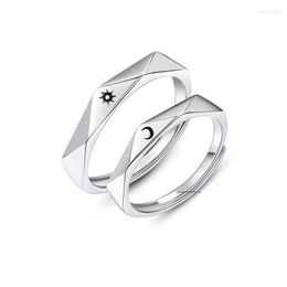 Wedding Rings Lateefah Sun Moon Lover Couple Minimalist Opening Diamond Promise Engagement Valentine's Day Jewelry Ring