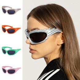 Sunglasses Y2K Spike Rectangle Outdoor Windproof Sunscreen Vintage Brand Design Sports Glasses Punk Personal Shades