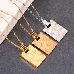 Fashion designer necklace Trendy pendant necklace Men and women fine square necklace Retro twist knot letter jewelry interlocking couple chain holiday gift