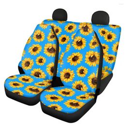 Car Seat Covers INSTANTARTS Front & Rear Blue Sunflower Pattern Set Of 4 Auto Protector Fit For Truck Van SUV Universal