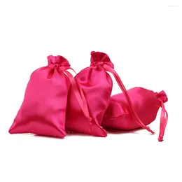 Jewelry Pouches 100pcs CBRL Small Satin Drawstring Pouch Gift Bags Custom Logo Cosmetics Bag