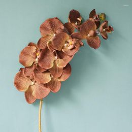 Decorative Flowers 95cm 10 Heads Artificial Orchid Fake European Retro Style Home Wedding Party Decoration Silk Room Table Decor