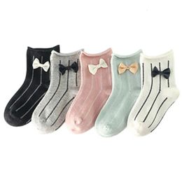 Kids Socks 5Pairs Lots spring and autumn models cotton children's socks cute bow baby 231124