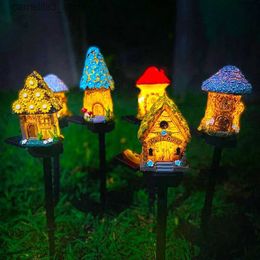 Lawn Lamps Solar Lights Resin House Floor Lamp Outdoor Waterproof LED Lamp Courtyard Decoration Lawn Landscape Lamp Q231125