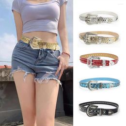 Belts Diamond-set Women's Belt Italian Design High Qulity Pu Leather Water Diamond Acrylic Punk Pearl Lacquer For Women