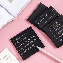 Notes 50Sheets of 7676cm Black Note Paper Selfadhesive Memo Calendar Planner Gift Card Creative Stationery School Supplies 230425