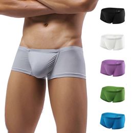 Men's Sexy Panties Male Underwear Translucent Man Boxer Shorts U Convex See Through Breathable Comfy Underpants