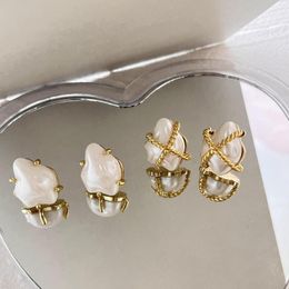Stud Earrings French Twist Irregular Baroque Pearl Light Luxury Premium Sense Retro Jewellery Party Women Girl Gifts