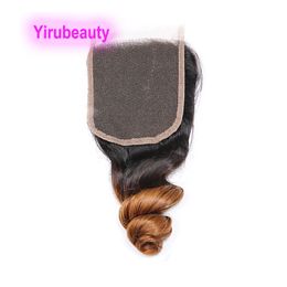 1B/30 Ombre Colour Malaysian 100% Human Hair Yirubeauty Kinky Curly Loose Wave 4X4 Lace Closure Free Part 10-24inch