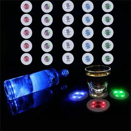 Christmas Decorations 25 Pcs LED Coaster Round Flash Cup Mat Sticker Lights For Wine Liquor Bottle Drinks Party Bar 230425