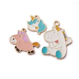 Pendant Necklaces Kawaii Enamel Alloy Charms 10pcs Gold Tone Oil Drop Animal Cute Horse Hippopotamus DIY Jewellery Earring Ornament PendantsPe