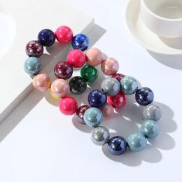 Link Bracelets Bohemia Charm Beaded Bracelet For Women Handmade Colorful Beads Strand Chain & Bangle Female Elastic Fashion Jewelry