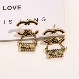 Designer Bag Stud Earrings WomenLove Black Earrings 18K Gold Plated 2023 New Gifts Jewellery Wedding Party Girls Earrings stainless steel Jewellery Wholesale