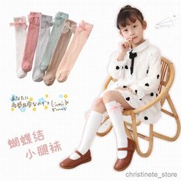 Kids Socks Princess infant girls Bowknot lace over keen high long socks vertical strips baby kids Child Calf Spring autumn fashion Socks R231125