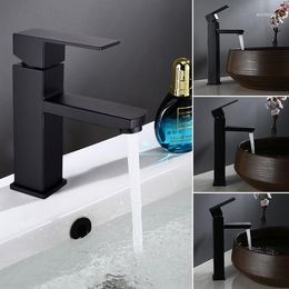 Bathroom Sink Faucets 304 Stainless Steel Square Black Basin Faucet On The Table European Style Toilet Under And Cold