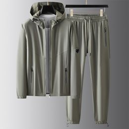 Men's Tracksuits Slim and comfortable luxury selection high-end quality spring and autumn fashion handsome silky men's hooded leisure sports suit 230425