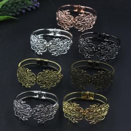 Bangle Antique Bronze Silver Gold Cuff Flower Ethnic Metal Bracelet Copper Fashion Bohemia Wristband For Women