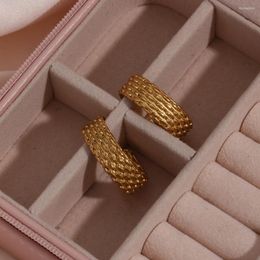 Stud Earrings Trendy Stainless Steel Round Gold Plated Waterproof Tarnish Free Studs For Women Girls Party Jewelry Gifts