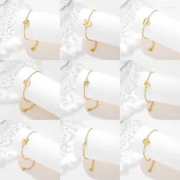 Charm Bracelets 20pcs/lot Stainless Steel Gold Colour Heart Flower Butterfly Charms Chain Bracelet For Women Fashion Jewellery Gift Wholesale