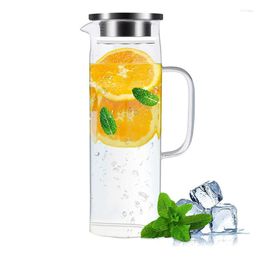 Water Bottles Glass Pitcher 1.5Liter/51Oz Jug With Sealed Lid Beverage For /Cold Iced Tea And Juice Drink