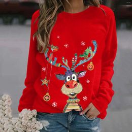 Women's Sweaters Ladies Cartoon Elk 3D Printing Christmas Couple Personalized Long-sleeved Street Round Neck Sweatshirt Plus Size XXS-6XL