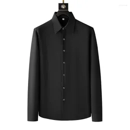 Men's Casual Shirts 2023 Autumn Solid Color Shirt For Men High Quality Long Sleeve Slim Fit Business Dress Social Blouse Clothing