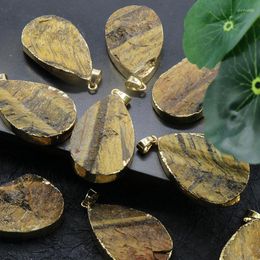 Pendant Necklaces 1pc Raw Mineral Stone Big Water Drop Original Gems Natural Yellow Tiger Eye Reiki Healing