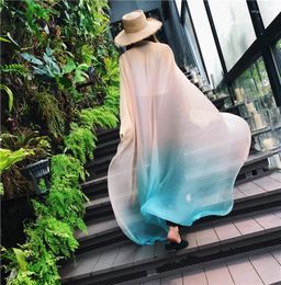 Scarves Scarf Women Luxury Spring And Summer Beach Travel Pareo Sunscreen Chiffon Fashion Gradient Long Silk Shawl