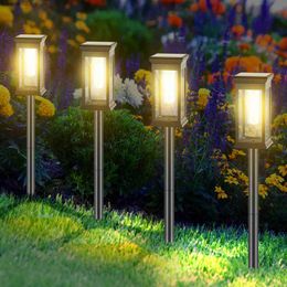 Lawn Lamps 4Pcs Solar Pathway Lights IP65 Waterproof Solar power Lawn Light Outdoor LED Landscape Lighting Garden for Patio Yard Walkway Q231125